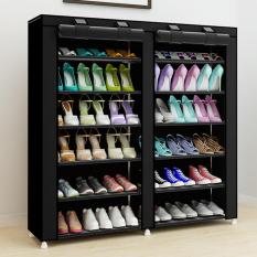 Grosir Station Shoe Rack 12 Layers with Dust Cover / Rak Sepatu - Black