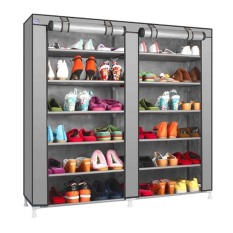 Grosir Station Shoe Rack 12 Layers with Dust Cover / Rak Sepatu - Gray