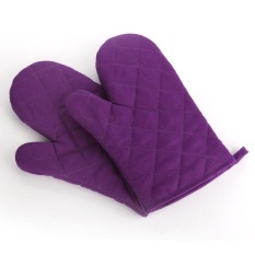 GX 1 Pcs Desain Cek Cotton Heat Resistant Glove Baking Ovenmitts (Ungu)-Intl
