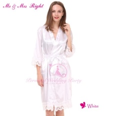 Gx Mr & Amp; mrs Kanan Satin Pernikahan Renda Jubah Modis Pengantin Gaun Pengiring Pengantin Polos Piyama Renda Baju Jubah Mandi Kimono Piyama Set-Internasional