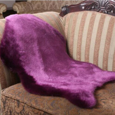 Berbulu Karpet Kulit Domba Kursi Cover Bedroom Faux Mat Seat Pad Plain Bulu Polos Kulit Lembut Berbulu Area/Karpet (ungu) 75x106 CM-Intl