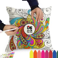 Hand-painted Pillow Case Cushion Cover DIY Graffiti with 12 Colors Pens For Home