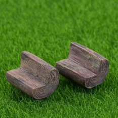 Hidup Bahagia 2 Pcs Terbaru Fashion Mini Kursi Sofa Fairy Garden Bench Model Rumah Boneka Dekorasi Coklat-Intl