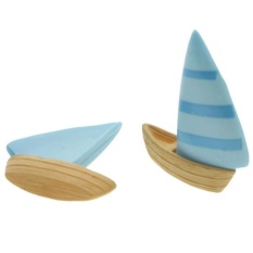 Happy Kehidupan Mini Berlayar Perahu Buatan Kapal Dollhouse Fairy Garden Terrariumlandscape Decoration Sea Ocean Style Sloop Kerajinan Laut Kecil Biru -Intl