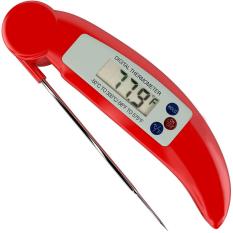 Hazyasm Folding Probe Digital Instan Membaca Termometer Daging BBQ Grilling Oven Timer, Merah