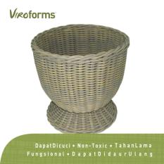 Viroforms Keranjang Pedestal Rotan Sintetis Extra Large (XL) Oak - Washable