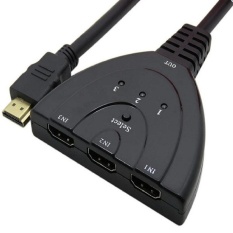 HDMI 3-in-1 Out Pigtail Adapter HDMI Auto Switch Extender Switcher Splitter Hub With Cable for HDTV 1080P (Black) - intl