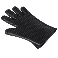 Silikon Tahan Panas Sarung Tangan Dapur Pemegang Panci PANGGANGAN BBQ Oven Mitt Hitam-Intl