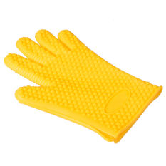 Silikon Tahan Panas Sarung Tangan Dapur Pemegang Panci PANGGANGAN BBQ Oven Mitt Kuning-Intl