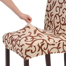 High Quality Stretch Removable Washable Short Dining Chair Cover Soft Milk Silk Spandex Printing Chair Cover Slipcover for Wedding Party Hotel Dining Room Ceremony Chair Seat Covers