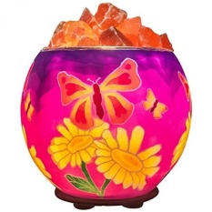 Himalayan CrystalLitez Natural Himalayan Salt Lamp Di Handcrafted dan Unik Artisan Bowl, Pembersih Udara Alami dan Lampu Garam Aromaterapi, Lebih dari 40 Desain Bercahaya untuk Dipilih (Batik Butterfly) -Intl
