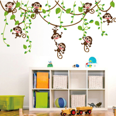 Hip Hop Yang Dapat Dilepas Stiker Dinding Kartun Monyet Pohon PVC Rumah Dekorasi Rumah Stiker WallPaper Kamar Dinning Kamar Dapur Ruang Tamu Gambar Seni Mural Diseduh Sendiri Anak Bayi Dekorasi Kamar Bermain The Boy