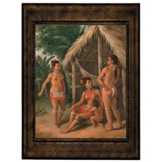 Historic Art Gallery a Leeward Islands Carib Family Outside a Hut 1780 Framed Canvas Print, 8