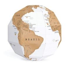 HKS 3D Globe Dunia Peta Membangun Jelajahi Scratch Pribadi Bepergian Memori DIY Hadiah (Putih)
