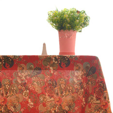 HKS Promosi 1x Merah 140*140 Taplak Meja Linen Kain Taplak Meja Teh Taplak Meja Kotoran-Intl