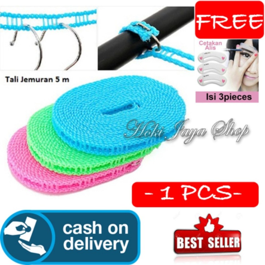 HOKI COD - Tali Jemuran 5 meter Serbaguna - Baju Handuk Hanger - Gantungan Baju -