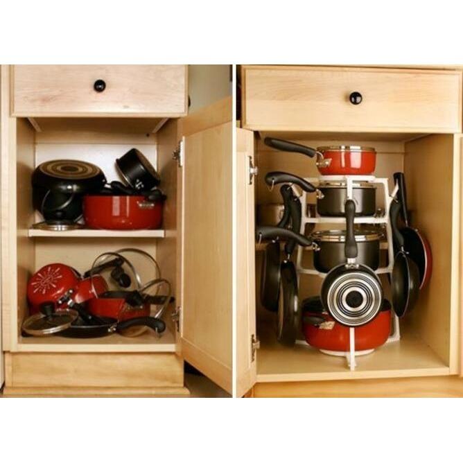 Holder Panci (4 susun, isi lemari dapur jadi rapi) pantree rak panci