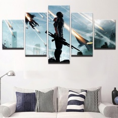 Dekorasi Rumah Lukisan Kanvas 5 Panel Tanpa Bingkai Medan Perang Soldier Gambar untuk Bedroom Wall Art Game Poster-Intl