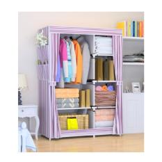 Home-Klik Lemari Baju 2 Sisi Motif Salur - Ungu