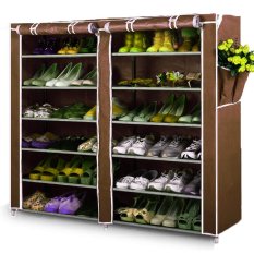 Home-Klik Shoe Rack 12 Layers with Dust Cover - Rak Sepatu - Coklat