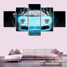 Hot Jual Blue Car 5 Panel Modern Kanvas Lukisan Seni Gambar Abstrak Lukisan Minyak Kanvas Cetakan untuk Ruang Tamu Tanpa Bingkai