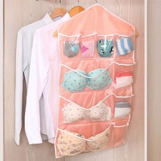 Mimosifolia Guadai Kaus Kaki Pakaian Bra Kain Kantong Menggantung Tas Lemari Penyimpanan Lemari Menggantung Hiasan Dinding Tas (84 Cm X 42 Cm, Tidak Mengandung Gantungan, Pink)-Intl