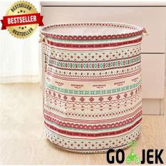 HW Keranjang Pakaian Linen / Keranjang Mainan / Laundry Bag Motif