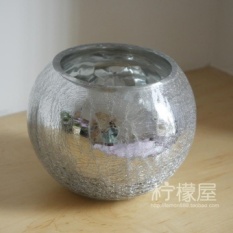 Es Retak Ball Glass Vase Silver Botol Kaca Meja Ruang Tamu Simulasi Bunga Pot Bunga Suit-Intl