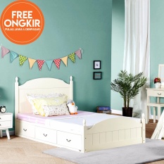 iFurnholic Alyssa Single Bed 120 - Ranjang / Tempat Tidur Serbaguna - Putih Tulang - Gratis Pengiriman Pulau Jawa dan Denpasar