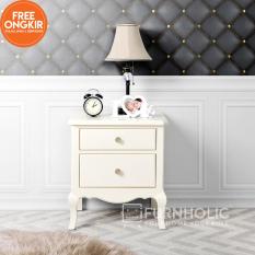iFurnholic Baroque Night Stand - Meja Nakas - Putih Tulang - Gratis Pengiriman Pulau Jawa dan Denpasar