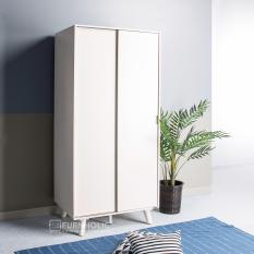 iFurnholic Flint Wardrobe Sliding Door - Lemari Pakaian - Putih Tulang - Gratis Pengiriman Pulau Jawa dan Denpasar
