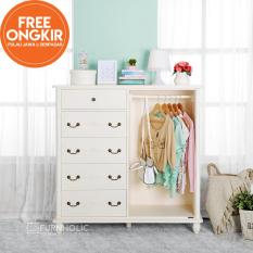 iFurnholic Jeniffer Hanger Chest - Kabinet Dengan Gantungan Baju - Putih Tulang - Gratis Pengiriman Pulau Jawa dan Denpasar