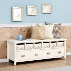 iFurnholic Misty 2 Drawer 6 Basket Long Bench - Tempat Penyimpanan - Putih Tulang - Gratis Pengiriman Pulau Jawa dan Denpasar