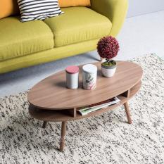 iFurnholic Pieree Oval Coffee Table - Coklat Tua - Gratis Pengiriman Pulau Jawa dan Denpasar