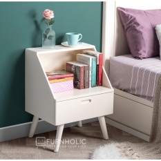 iFurnholic Retro Mini Cabinet - Meja Nakas - Putih Tulang - Gratis Pengiriman Pulau Jawa dan Denpasar