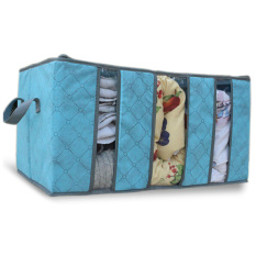 Igrosir STORAGE BOX 65 liters Foldable bamboo charcoal clothing boxes 3 layer baju - Biru