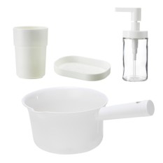 IKEA 4 pcs Set Peralatan Kamar Mandi Gayung, Tempat Sabun, Dispenser Sabun, Gelas Kumur - Water Scoop, Soap Dispenser, Mug, Soap Plates