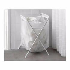 IKEA Jall Keranjang Cucian Lipat - Tempat Pakaian Baju Kotor - Laundry Basket Ukuran 70 L - Putih