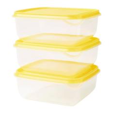 IKEA PRUTA FOOD Tempat makanan, transparan, kuning SET isi 3