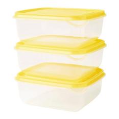 IKEA PRUTA Tempat Makanan Transparan Kuning 14X14x6 Cm Isi 3Pcs