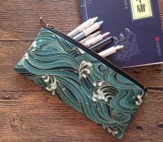 Secara Singkat dan Kemudian Tahan Jepang Pulpen Tas Tas Stationery Air Mancur-Pulpen Tas Pensil Tas Penyimpanan Alis pensil Tas Menebal untuk Klip Chen Seksi Emas Wave-Internasional
