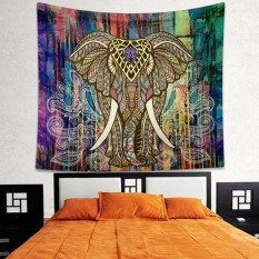 India Decor Permadani Mandala Gantungan Dinding Hippie Melemparkan Asrama Bohemian Taplak Meja Sprei Tirai Gaya: Warna-warni Gajah-Internasional