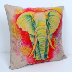 India Rajutan Gajah Katun Linen Case Bantal Kursi Sarung Bantal Dekorasi-Intl