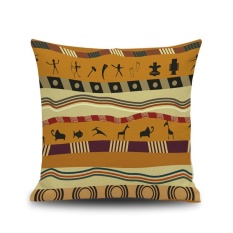 Gaya India Totem Linen Sarung Bantal Sofa Sarung Bantal Kursi Rumah Dekorasi C-Intl