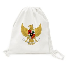 Indonesia National Emblem Country Canvas Drawstring Backpack Shopping Travel Lightweight Basic Bag Gift - intl