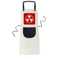 Ionisasi Radiasi Red Square Peringatan Mark Memasak Dapur Beige Adjustable Bib Apron Saku Women Pria Chef Hadiah-Intl