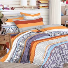 Jasmine Set Sprei Microtex Vierra - 280 TC - Cokelat-Oranye