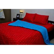 Jaxine Bed cover Katun Tanpa Sprei Polkadot Merah Biru Sigle
