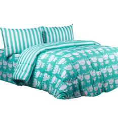 Jaxine Katun Motif Loly Poly Set Sprei Dan Bed Cover - Green
