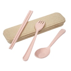 Jaxuzha Berkualitas Tinggi Portable Jerami Gandum Sendok Garpu Sumpit Cutlery Camping Travel Tableware Set, Degradable-Intl